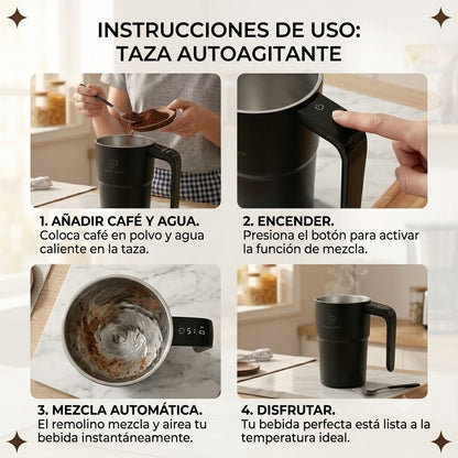 Taza Mezcladora Eléctrica 380ml | Sin Cucharas, Sin Grumos, Sin Derrames
