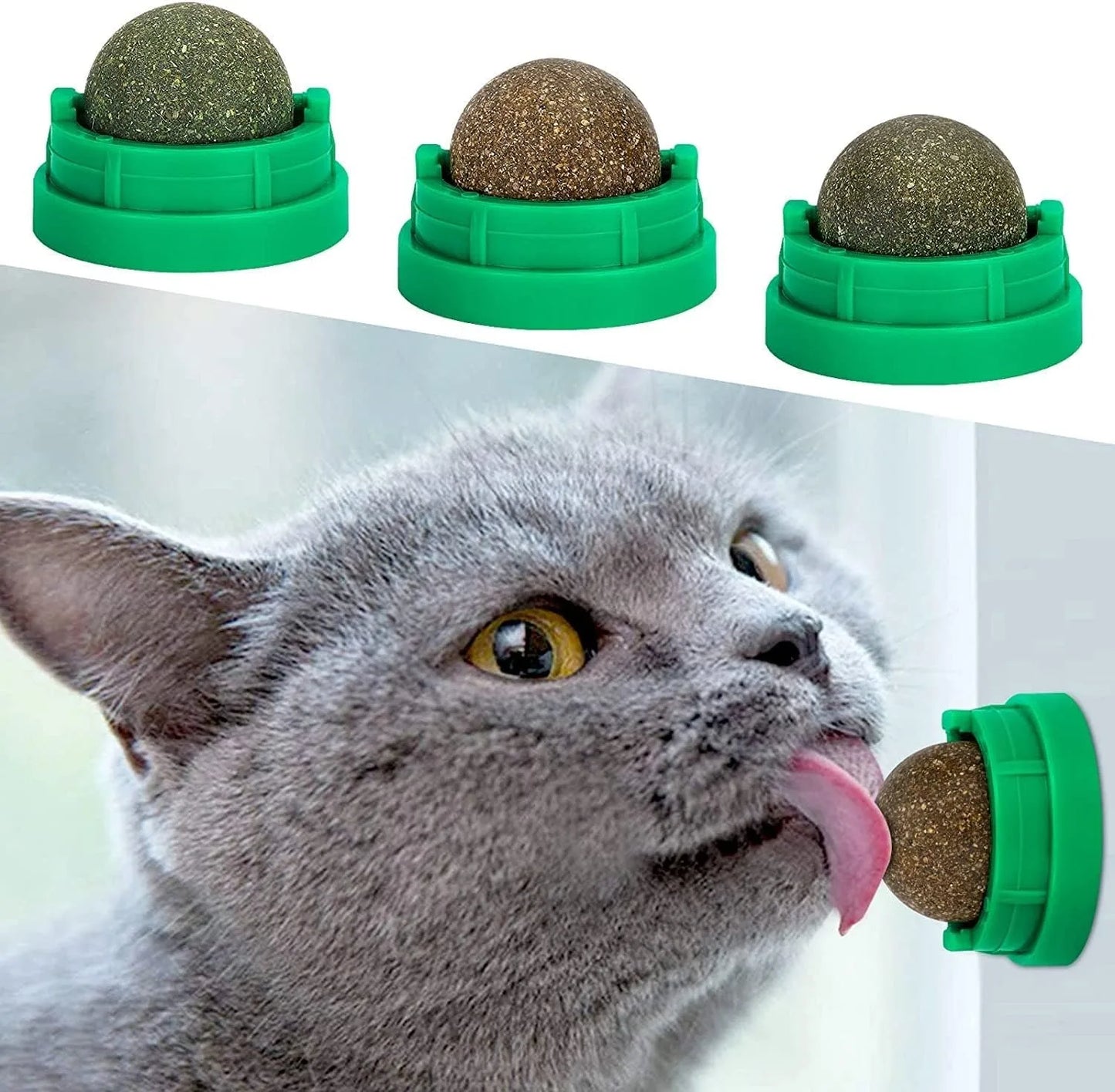 Catnip Balls Funny Lickable Cat Snack Catnip Balls Kitten Playing Chewing Cleaning Teeth Toy for Small Medium Cats Pet Supplies