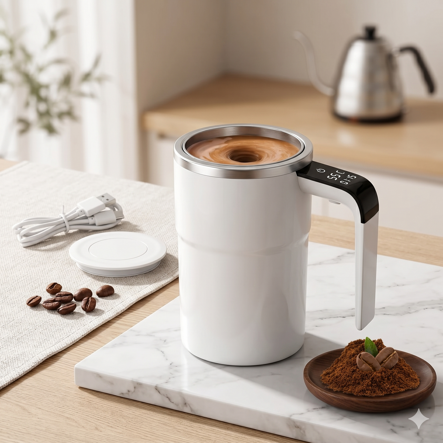 Taza Mezcladora Eléctrica 380ml | Sin Cucharas, Sin Grumos, Sin Derrames