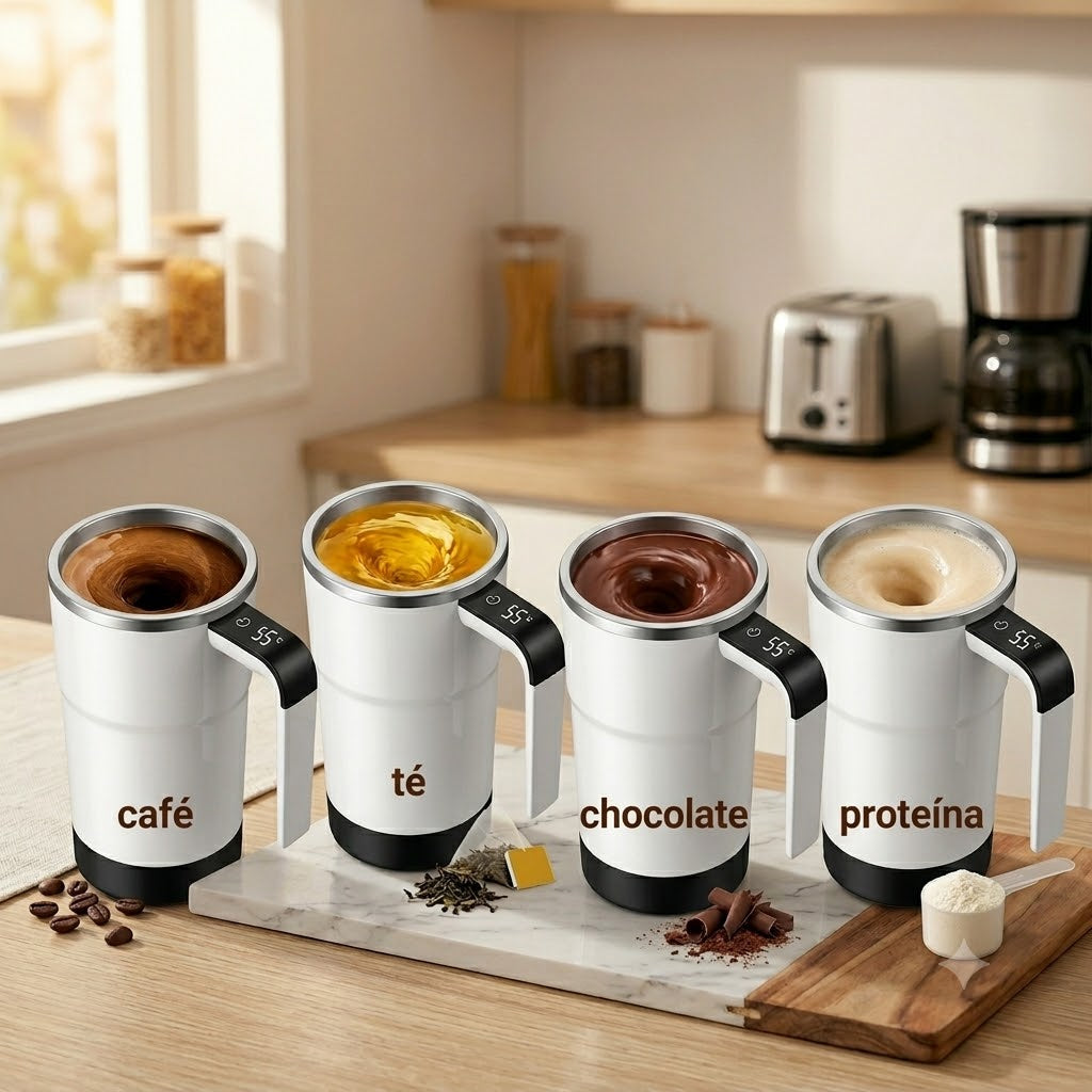 Taza Mezcladora Eléctrica 380ml | Sin Cucharas, Sin Grumos, Sin Derrames